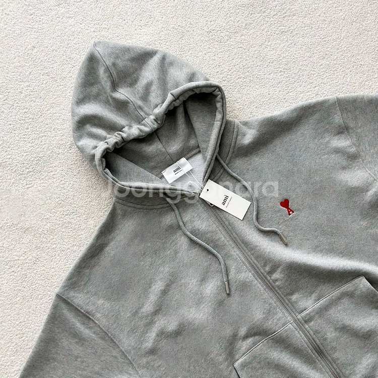 아미 레드 드 꾀흐 지퍼 스웨트 후드집업--3