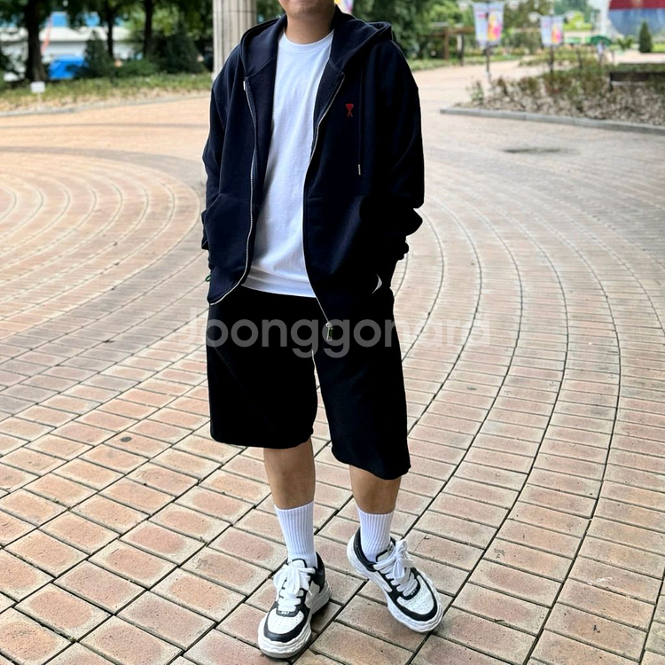 아미 레드 드 꾀흐 지퍼 스웨트 후드집업--8