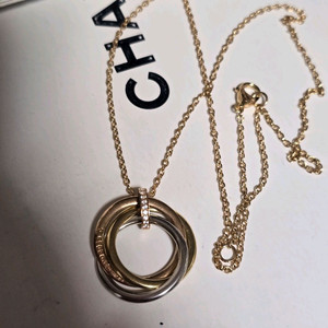 18k핑크골드 삼색 링 목걸이