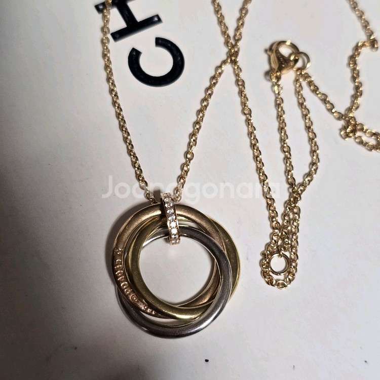 18k핑크골드 삼색 링 목걸이--1