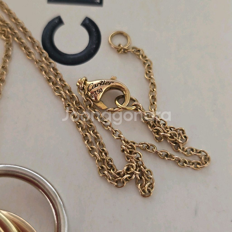 18k핑크골드 삼색 링 목걸이--6