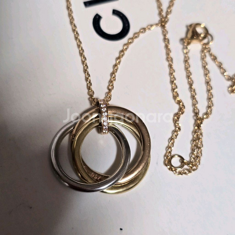 18k핑크골드 삼색 링 목걸이--5