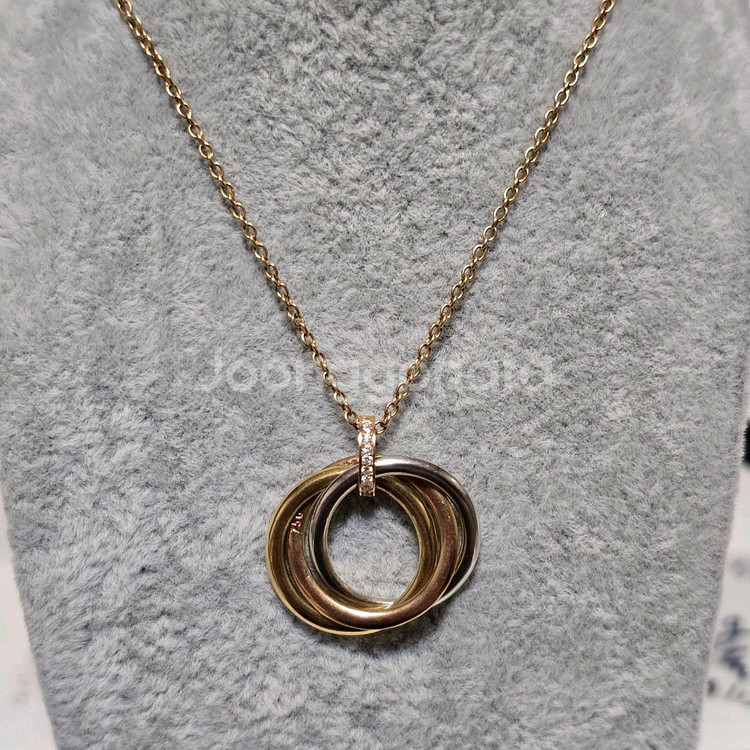 18k핑크골드 삼색 링 목걸이--7