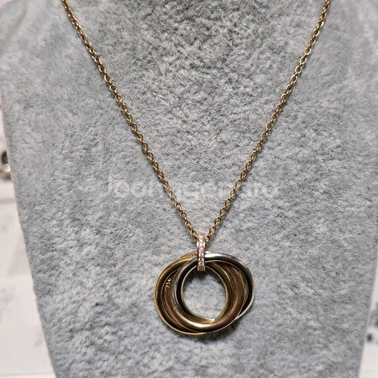 18k핑크골드 삼색 링 목걸이--9