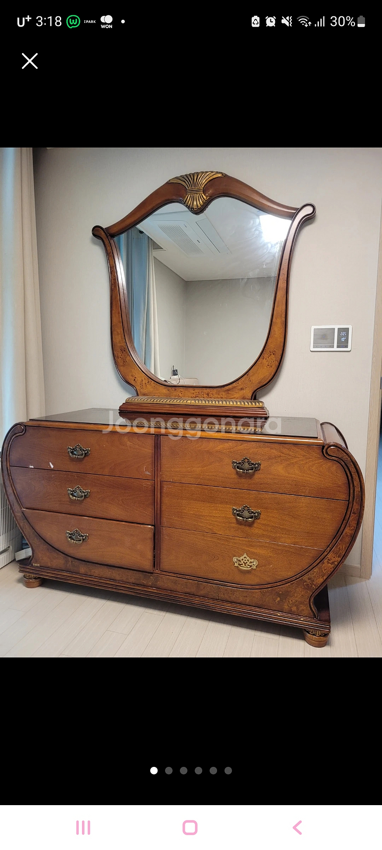 [급처]스페인 앤틱 원목 화장대 세트--6