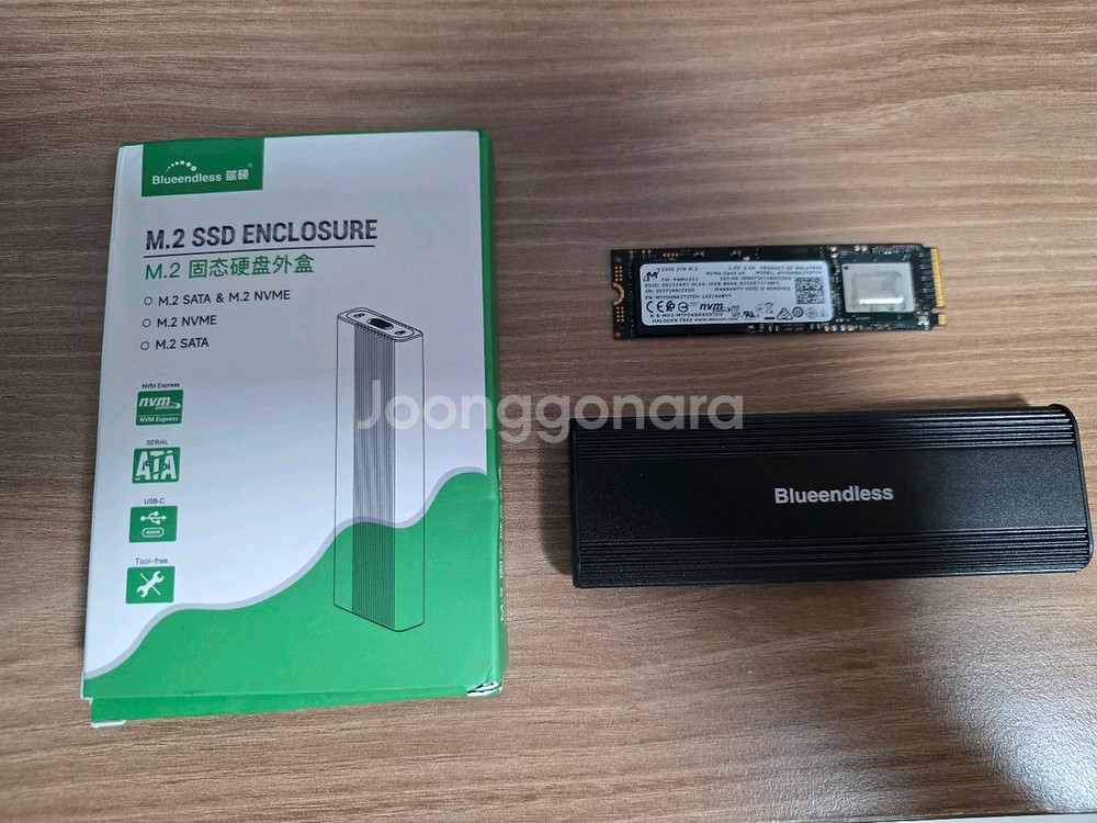 마이크론 2TB SSD + 외장 케이스 인클로져--0