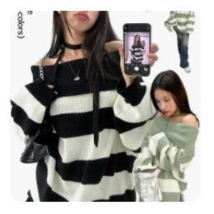 아쿠비클럽 오프숄더 니트 이미지