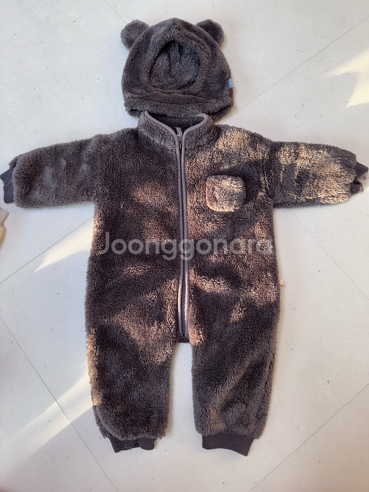 히얼아이엠 킨더후리스 베이비슈트 세트(M)_차콜--0