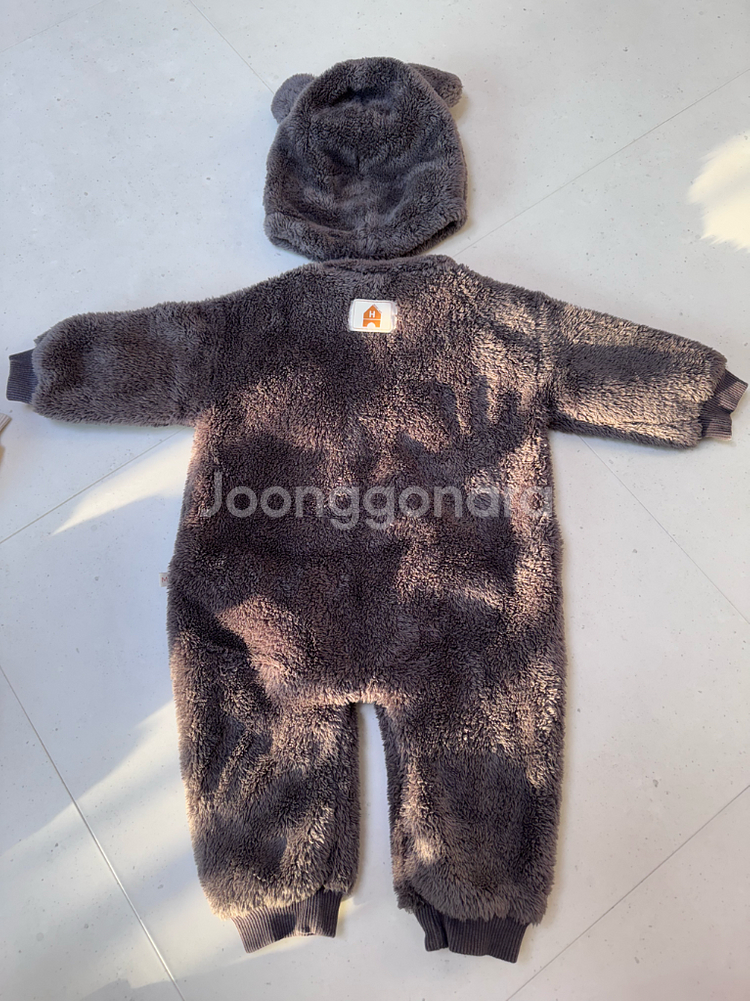 히얼아이엠 킨더후리스 베이비슈트 세트(M)_차콜--1