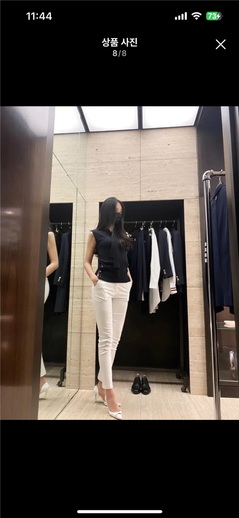 (새상품)정품 톰브라운 여성 넥 타이 스카프 민소매 블라우스 슬리브리스 이미지