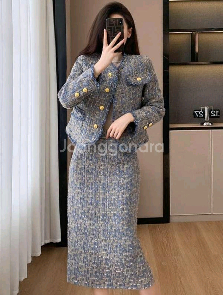 (새상품) 럭셔리 트위드 투피스 셋업--0