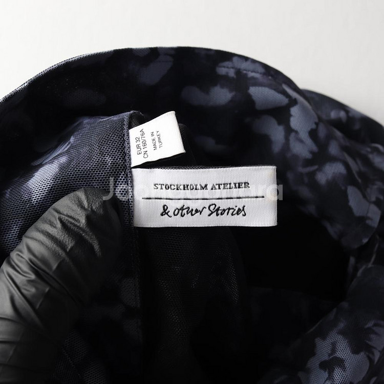 [XS]앤아더스토리즈 네이비 플로럴 셔링 쉬폰 긴팔 롱 셔츠원피스--5