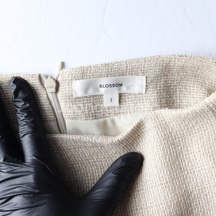 [S]블러썸에이치컴퍼니 베이지 트위드 롱 스커트 셋업 치마--5