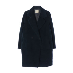 [S]잇미샤 울알파카100% 헤어리 모피코트 더블브레스티드코트