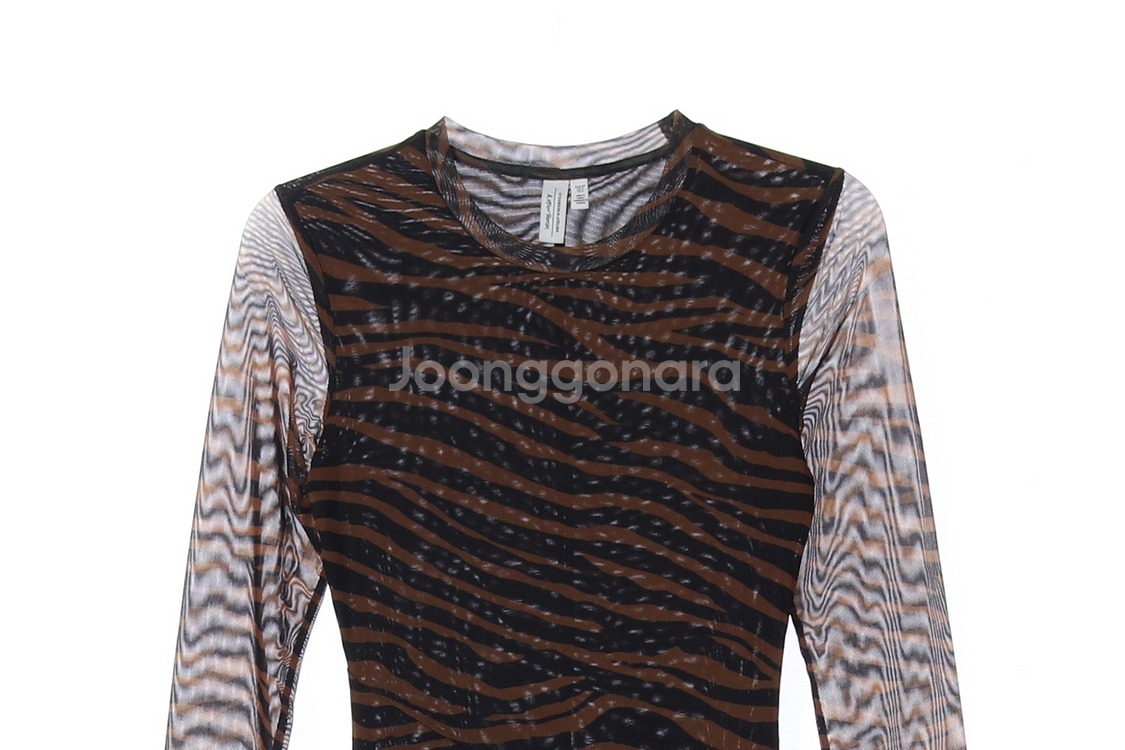 [XS]앤아더스토리즈 브라운 지브라 레이어드 쉬폰 롱 원피스 드레스--1