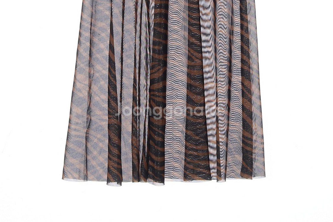 [XS]앤아더스토리즈 브라운 지브라 레이어드 쉬폰 롱 원피스 드레스--3