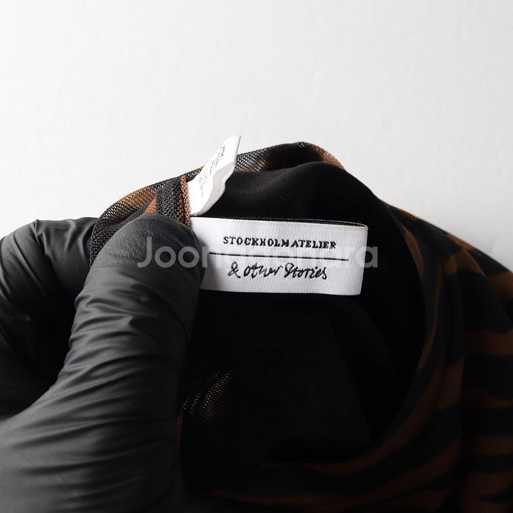 [XS]앤아더스토리즈 브라운 지브라 레이어드 쉬폰 롱 원피스 드레스--5