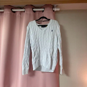 폴로 정품 아이스화이트 브이넥 니트 새상품