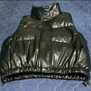 가죽 조끼패딩 블랙 (S)