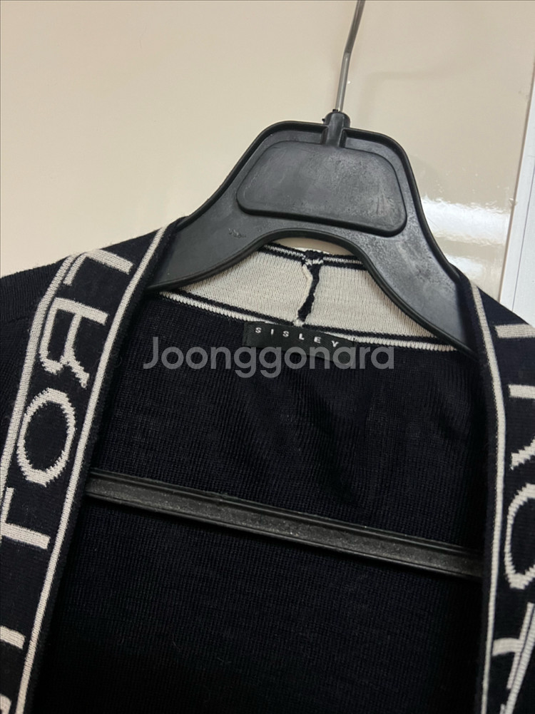 시슬리 SISLEY 금장버튼 배색 레터링 오픈 롱가디건 니트 자켓 타임랑방--7