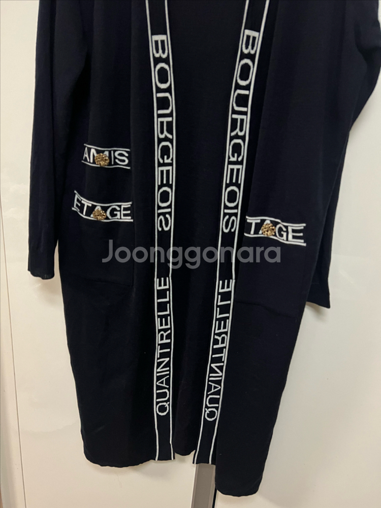 시슬리 SISLEY 금장버튼 배색 레터링 오픈 롱가디건 니트 자켓 타임랑방--11