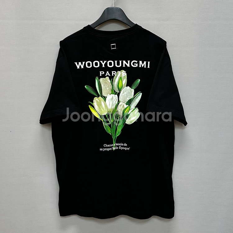 우영미 플라워 프린트 백로고 반팔티 ( 105 )--0