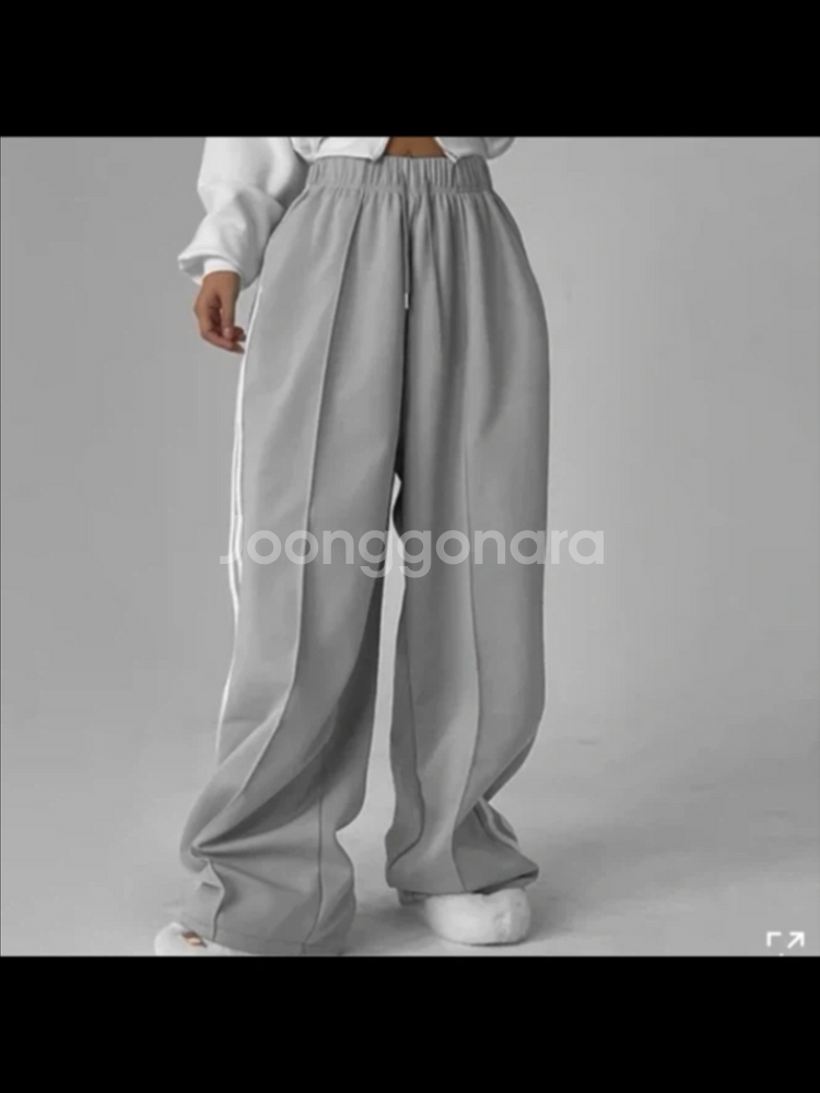 더블라인 스포티 트랙 와이드 팬츠--1