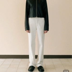 르 폭스 레더 바이커 자켓 블랙 가죽 검정