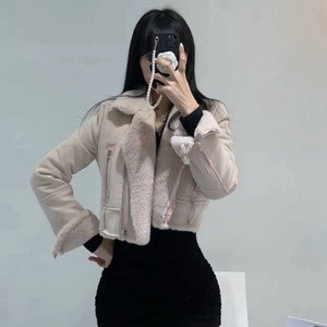 핑크 크롭 무스탕