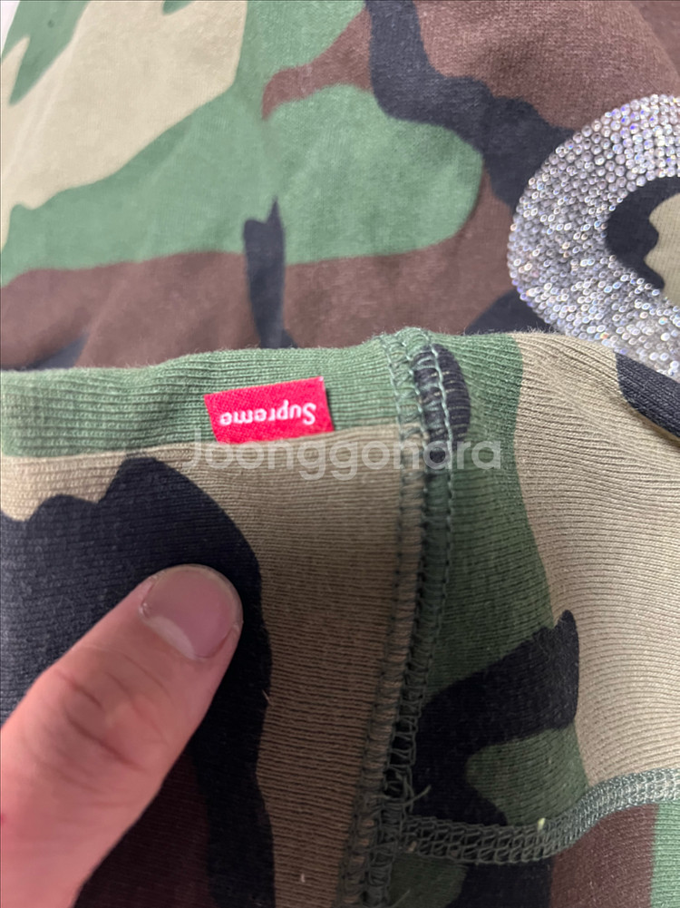 슈프림 스와로브스키 S 로고 후드티(L)--6