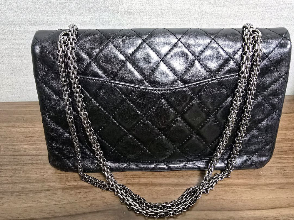 샤넬 2.55 빈티지 플랩백 구 라지 은장--3