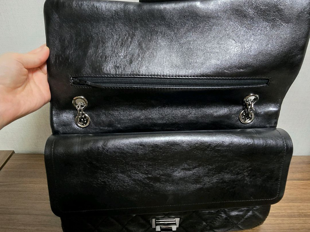 샤넬 2.55 빈티지 플랩백 구 라지 은장--1