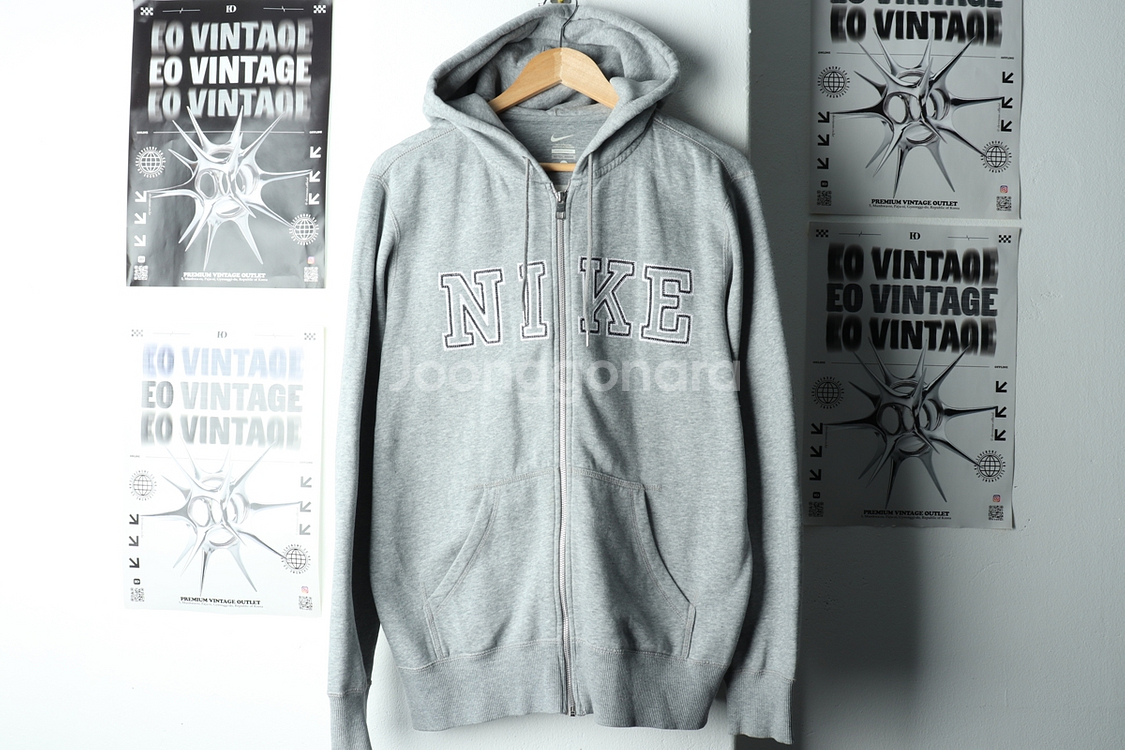 (M-L) 나이키 후드집업 그레이 기모 빅로고 대장--1