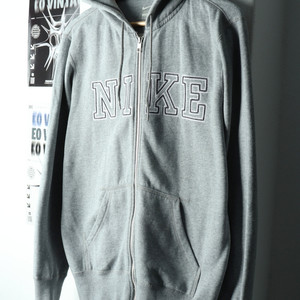 (M-L) 나이키 후드집업 그레이 기모 빅로고 대장