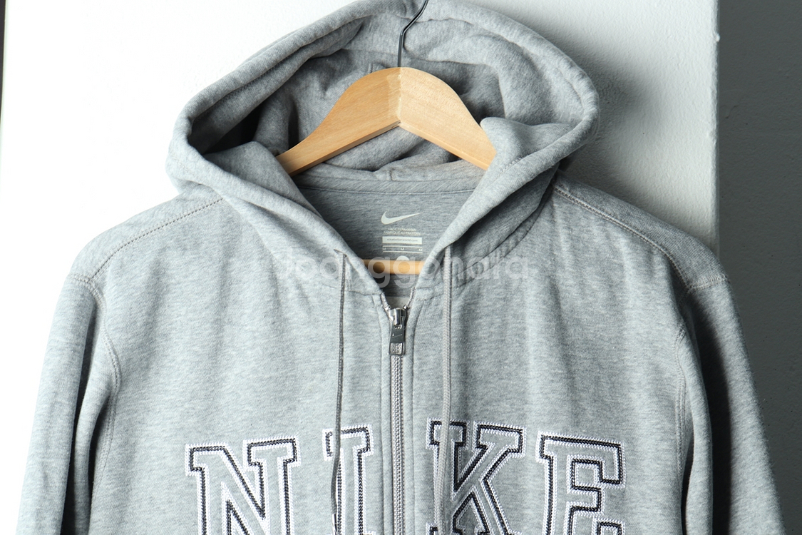 (M-L) 나이키 후드집업 그레이 기모 빅로고 대장--2