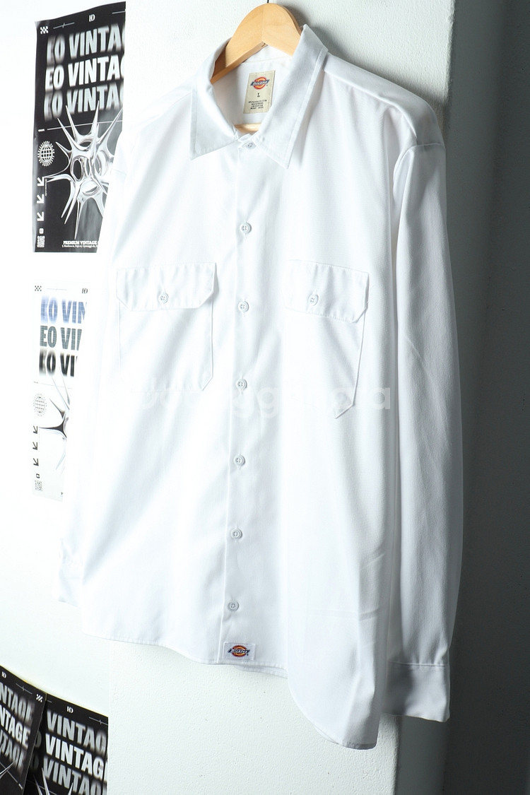(L-XL) 디키즈 셔츠 남방 투포켓 화이트 무지--0