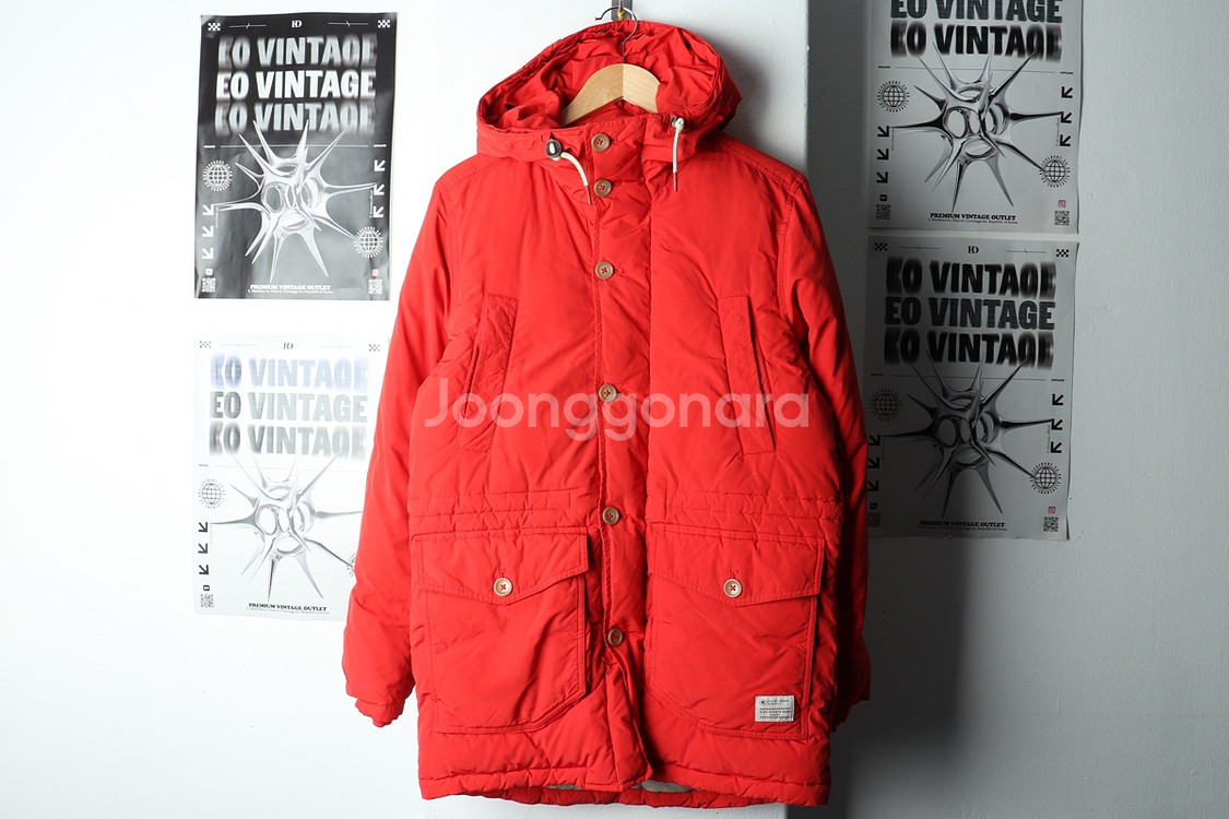 (M-L) 빈폴 패딩 점퍼자켓 덕다운 오리털 레드--1