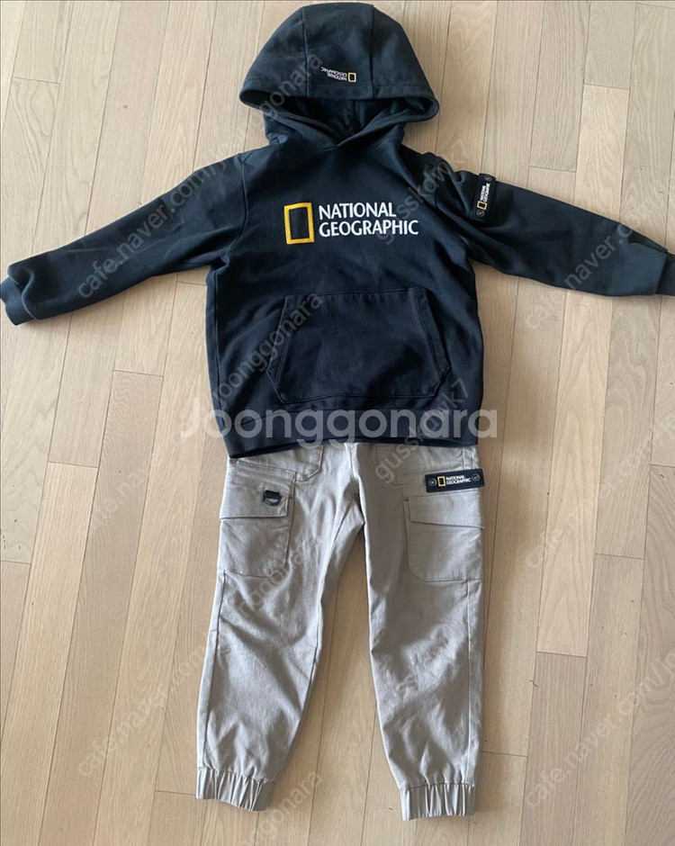 내셔널지오그래픽키즈 후드맨투맨 카고바지 세트--0