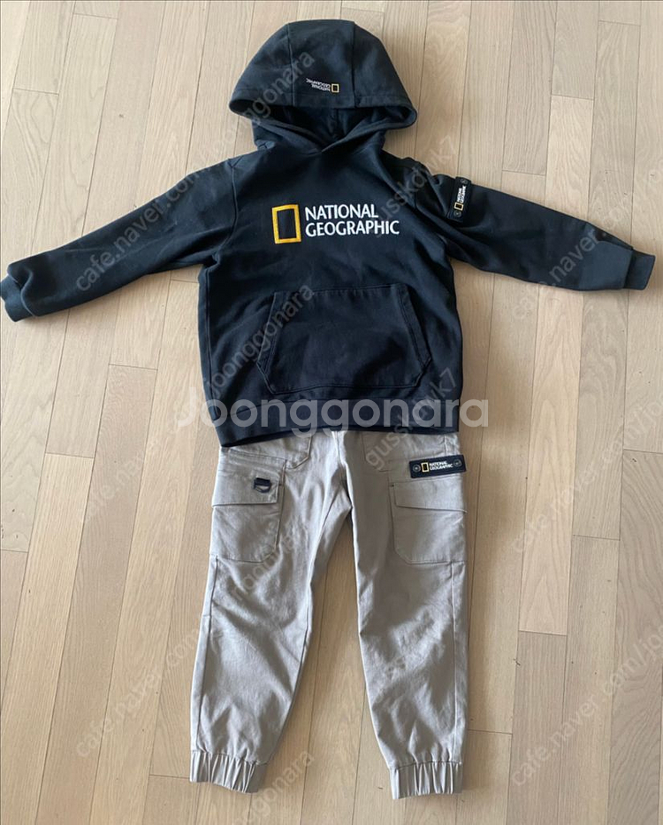 내셔널지오그래픽키즈 후드맨투맨 카고바지 세트--1
