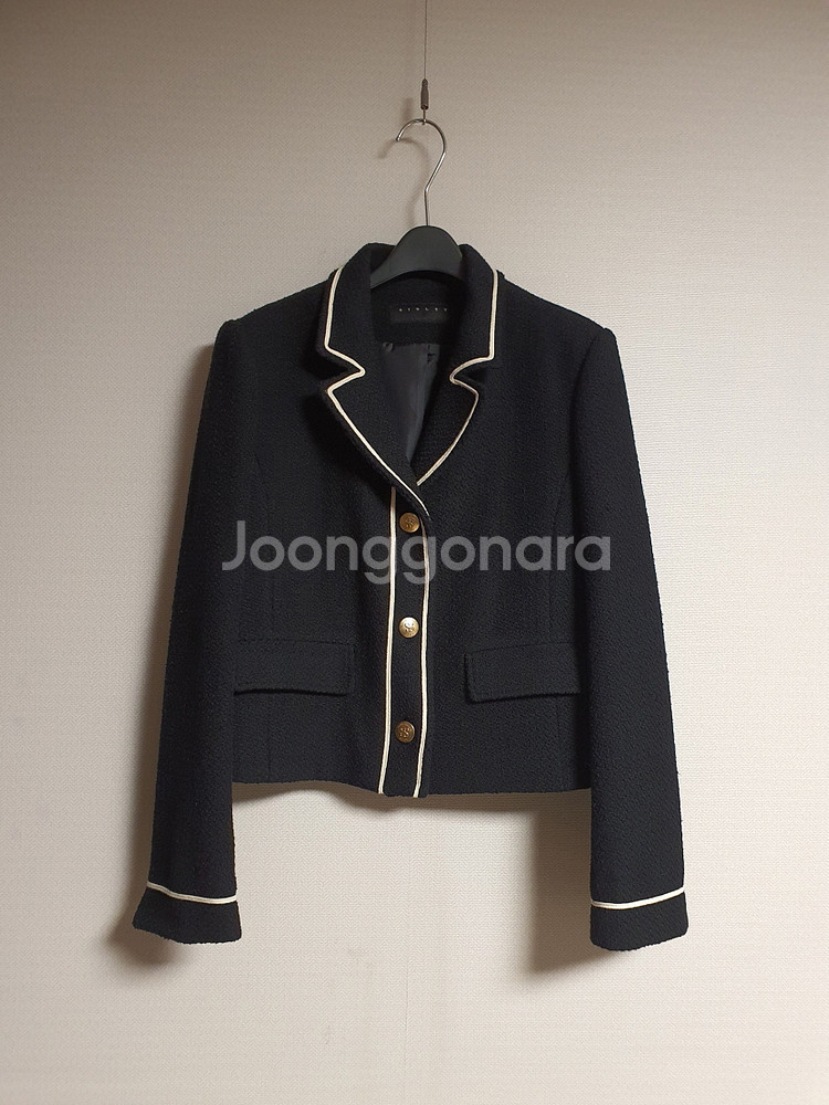 시슬리 sisley 컬러 라인 디테일 트위드 자켓 55 사이즈 정품--3