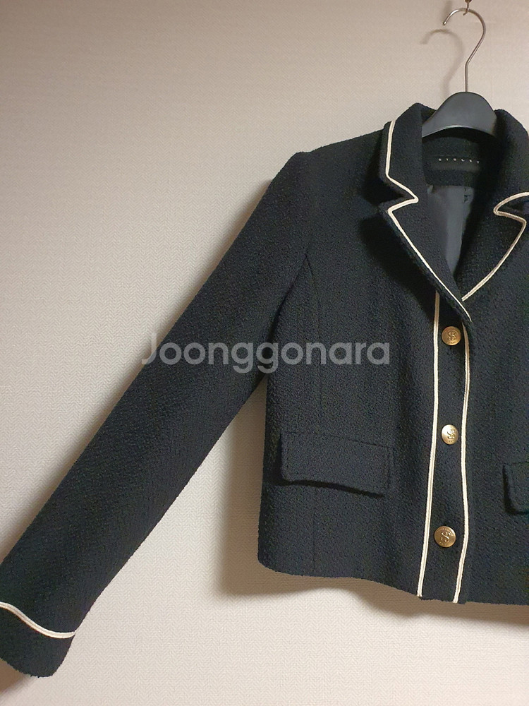 시슬리 sisley 컬러 라인 디테일 트위드 자켓 55 사이즈 정품--6