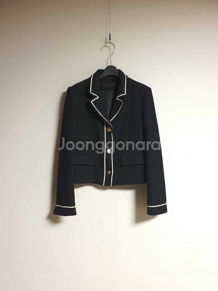 시슬리 sisley 컬러 라인 디테일 트위드 자켓 55 사이즈 정품--2