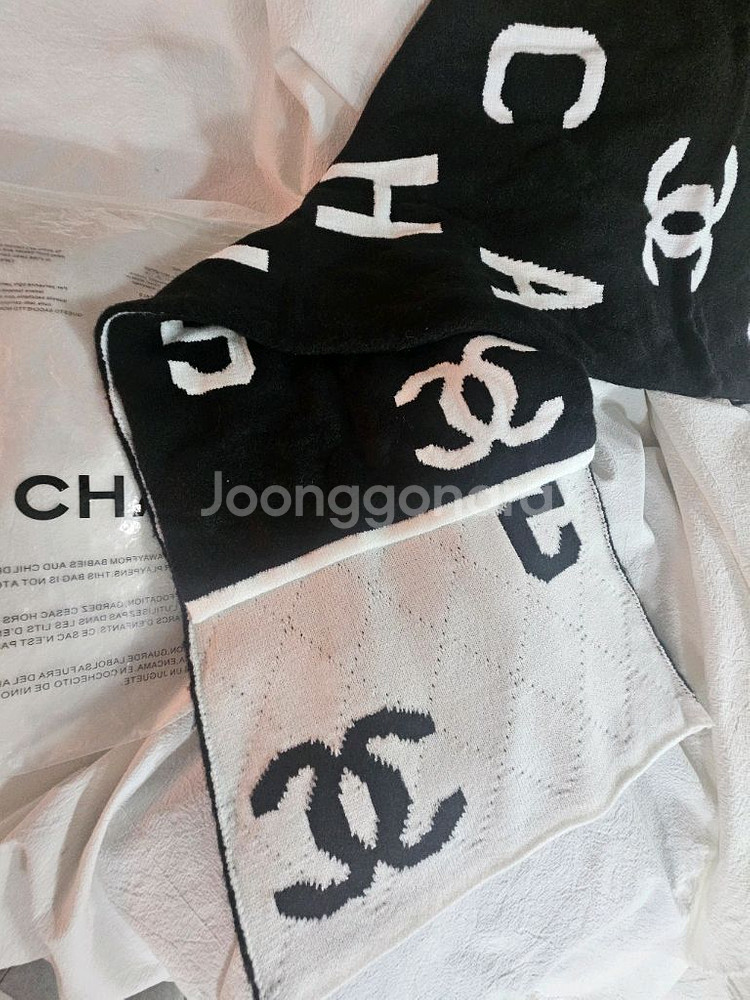 샤넬 로고 니트 머플러--2