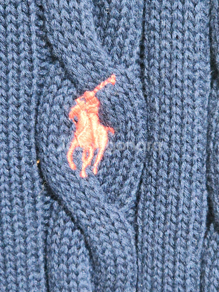 (S) 랄프로렌 폴로 꽈배기 니트 네이비 케이블 반집업 스웨터--3