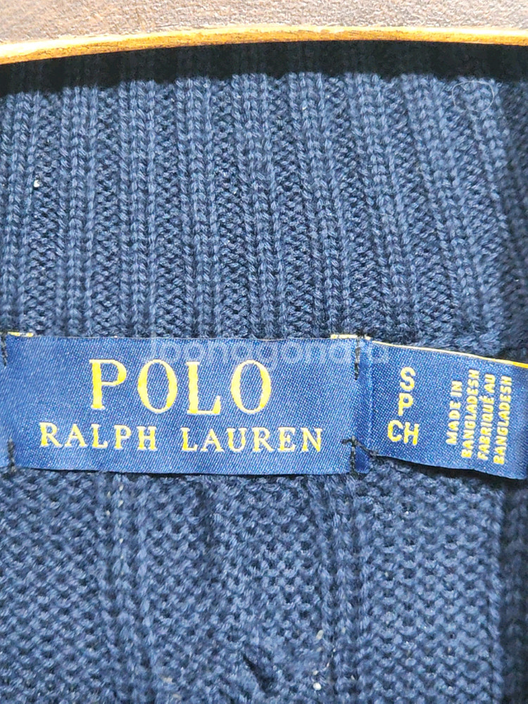 (S) 랄프로렌 폴로 꽈배기 니트 네이비 케이블 반집업 스웨터--2