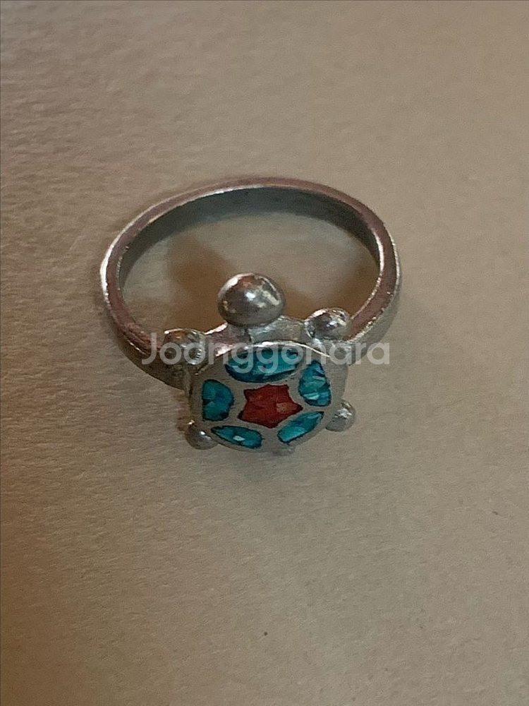 빈티지 터키석 거북이 반지--0