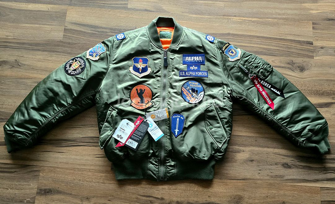 알파인더스트리 [ 한정판 ] MA-1 레귤러 스쿼드론 항공점퍼 Sage Green 블루종 (XL / 110)--10