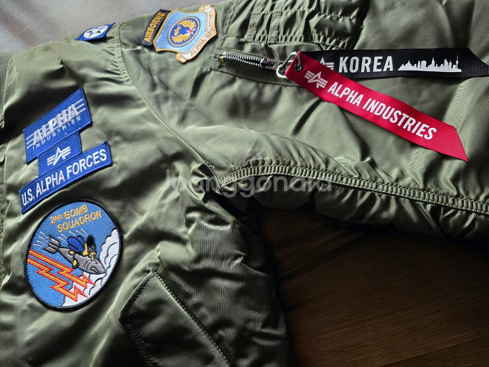 알파인더스트리 [ 한정판 ] MA-1 레귤러 스쿼드론 항공점퍼 Sage Green 블루종 (XL / 110)--15