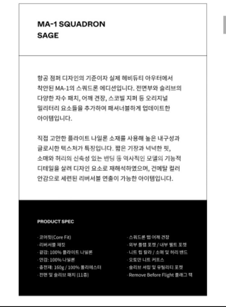 알파인더스트리 [ 한정판 ] MA-1 레귤러 스쿼드론 항공점퍼 Sage Green 블루종 (XL / 110)--5