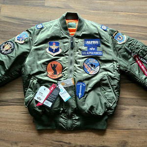 알파인더스트리 [ 한정판 ] MA-1 레귤러 스쿼드론 항공점퍼 Sage Green 블루종 (XL / 110)